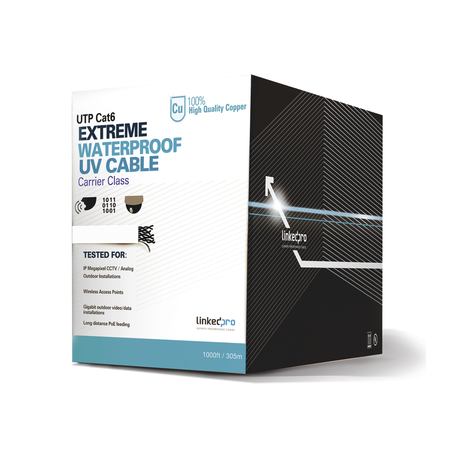 Bobina de Cable UTP Cat6 para Exterior en Color Blanco / 305 Metros (1000 Pies) / Certificada UL / Sin Blindaje