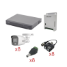 KIT TurboHD con Audio 1080p / DVR 8 Canales / 8 Cámaras Bala (exterior 2.8 mm) / Transceptores / Conectores / Fuente de 