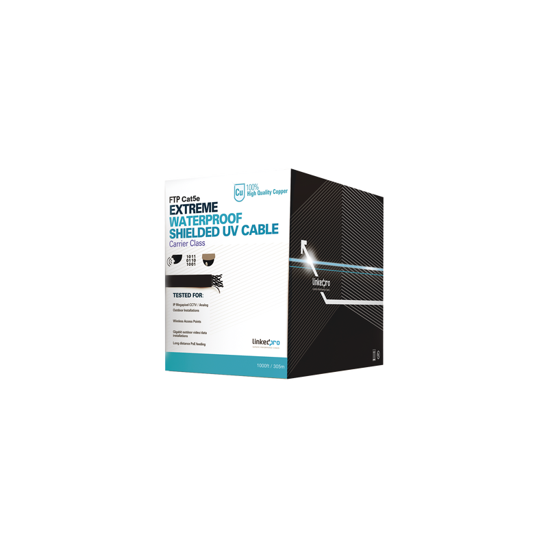 Cable UTP Categoría 5e para Exterior / 24AWG 4 Pares / Conductor Cobre Desnudo / Cubierta LDPE Negra Resistente a Rayos 