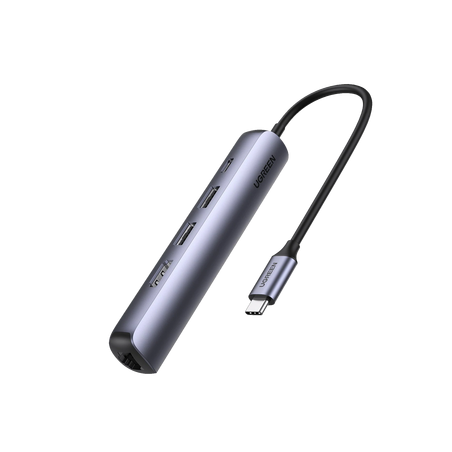 HUB USB-C (Docking Station) 5 en 1 | Ultra Delgado | 2 USB-A 3.1 a (5 Gbps) | HDMI 4K@60Hz | RJ45 (Gigabit Ethernet) | U