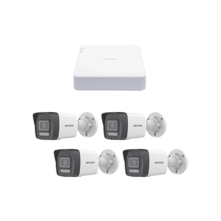 Kit IP 1080p (2 Megapixel) / NVR de 4 Canales con 4 Puertos PoE / 4 Cámaras IP Bala ColorVu Lite y Motion Detection 2.0 