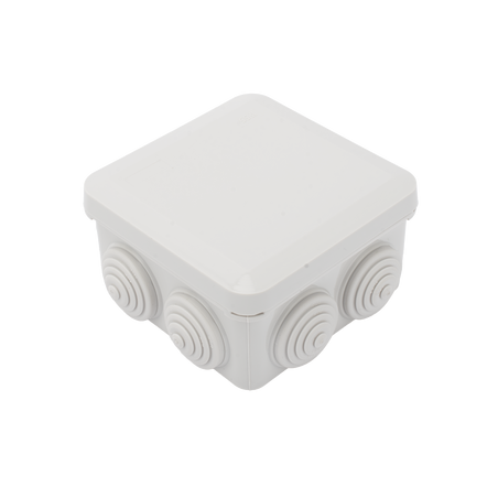 Caja Estanca, Derivación, Conexión de Plástico (89 X 89 X 50 mm) con 7 Glándulas de Goma. Para Instalaciones Comerciales