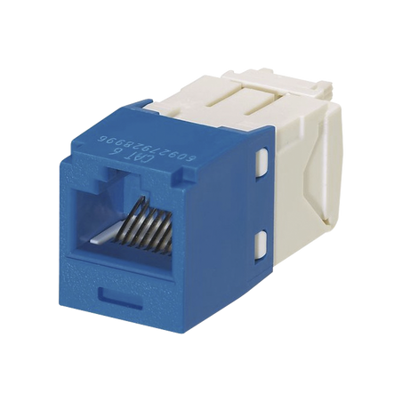Conector Jack RJ45 Estilo TG, Mini-Com, Categoría 6, de 8 Posiciones y 8 Cables, Color Azul