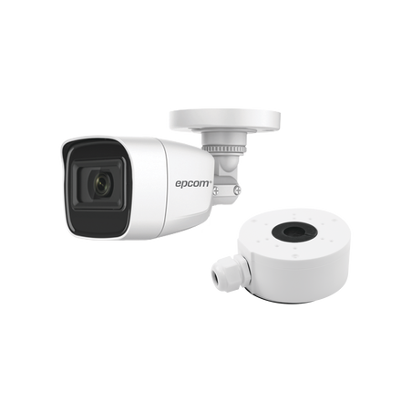 KIT DE CÁMARA + MONTAJE / Cámara Bala TURBOHD 2 Megapixel (1080p) / Gran Angular 106° / Lente 2.8 mm / 25 mts IR EXIR / 