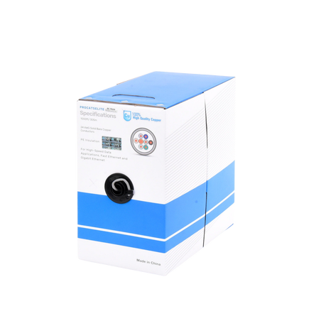 Bobina de Cable de 305 Metros (1000 Pies), Cat5e, 24 AWG, Color Gris, UL, para Aplicaciones en Videovigilancia, Redes de
