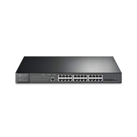 Switch L2+ Omada PoE+ / 24 Puertos PoE+ 10/100/1000 Mbps / 4 Puertos SFP+ 10G / 2 Puertos Consola (RJ45 y microUSB) / Ad