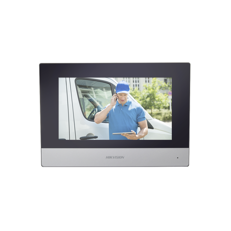 Monitor Hibrido IP WiFi Touch Screen 7" para DS-KIS303P / Vídeo en Vivo / PoE Estándar / Apertura Remota / Llamada Entre