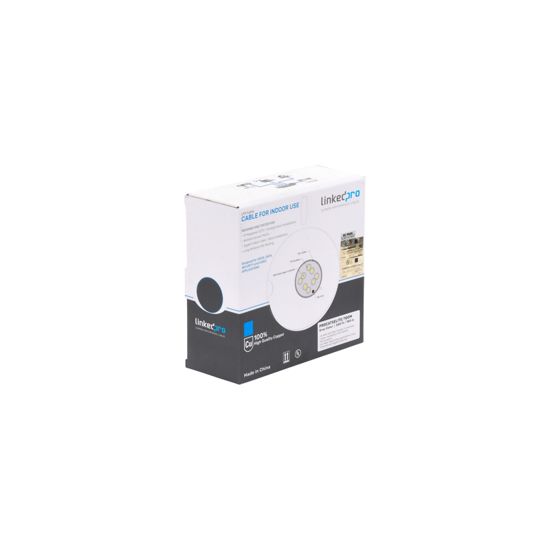 Bobina de Cable de 100 Metros (328.08 Pies), Cat5e, 24 AWG, Color Gris, UL, para Aplicaciones en Videovigilancia, Redes 