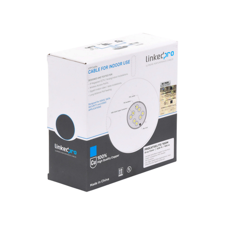 Bobina de Cable de 100 Metros (328.08 Pies), Cat5e, 24 AWG, Color Gris, UL, para Aplicaciones en Videovigilancia, Redes 