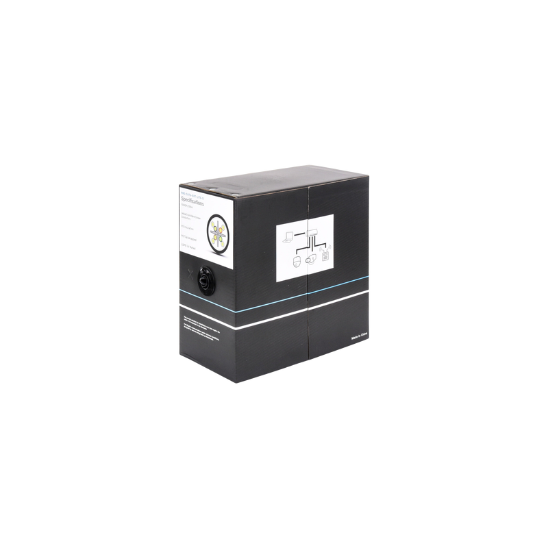 Bobina de Cable 305 Metros (1000 Pies) Cat6, 24 AWG, Climas Extremos, Color Negro, Sin Blindar, para Intemperie