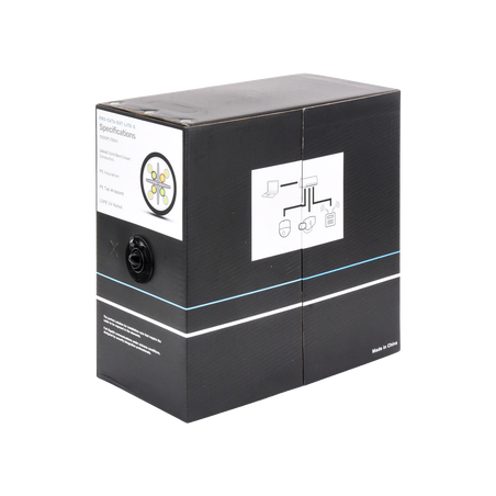 Bobina de Cable 305 Metros (1000 Pies) Cat6, 24 AWG, Climas Extremos, Color Negro, Sin Blindar, para Intemperie