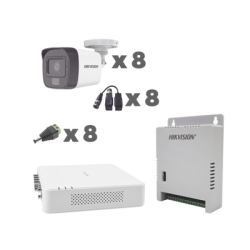 KIT TurboHD 1080p / DVR 8 Canales con audio por coaxitron / 8 Cámaras con Micrófono Integrado 101° Visión/  luz blanca +