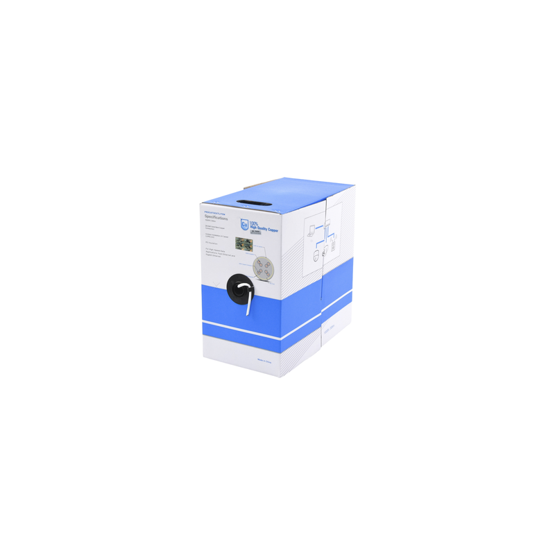Bobina de Cable UTP Cat5e para Exterior en Color Blanco / 305 Metros (1000 Pies) / Certificada UL / Sin Blindaje