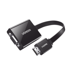 Adaptador HDMI a VGA / Resolución 1080P / Audio 3.5mm / Con Puerto Micro USB para Alimentación / Plug & Play / No Requie