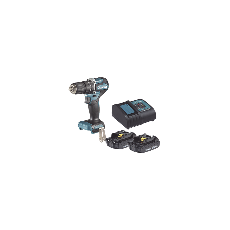 Rotomartillo/Taladro Inalámbrico SIN CARBONES, Broquero de 1/2", 1,700 RPM, 18V, Torque: 42 N.m C/2 Bat. (1.5Ah) y Carga