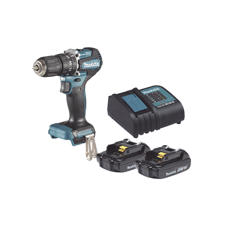 Rotomartillo/Taladro Inalámbrico SIN CARBONES, Broquero de 1/2", 1,700 RPM, 18V, Torque: 42 N.m C/2 Bat. (1.5Ah) y Carga