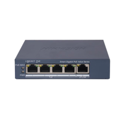 Switch Gigabit PoE+ / Monitoreable / 4 Puertos 1000 Mbps PoE+ / 1 Puerto 1000 Mbps Uplink / Configuración Nube Hik-Partn