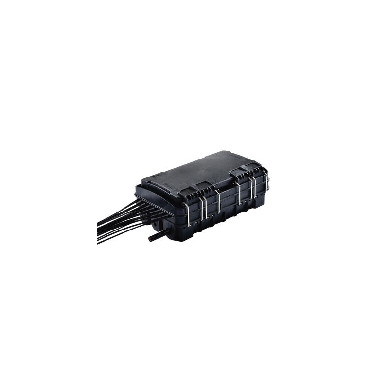 Caja de Distribución de Fibra Óptica para 24 Empalmes, con 16 acopladores SC/APC simplex, Exterior IP65, Color Negro