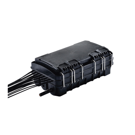 Caja de Distribución de Fibra Óptica para 24 Empalmes, con 16 acopladores SC/APC simplex, Exterior IP65, Color Negro