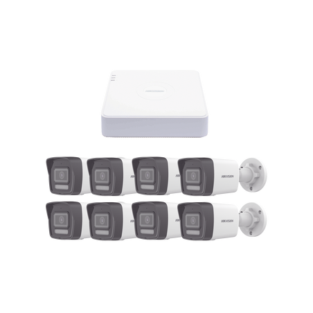 Kit IP 1080p (2 Megapixel) / NVR de 8 Canales con 8 Puertos PoE / 8 Cámaras IP Bala ColorVu Lite y Motion Detection 2.0 