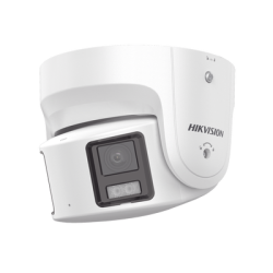 [PROTECCIÓN ACTIVA] Turret IP Panorámica 8 Megapíxel / 2 Lentes 4 mm (180°) / Imagen a Color 24/7 (ColorVu) / PoE / WDR 