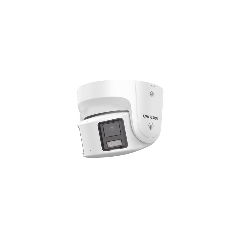 [PROTECCIÓN ACTIVA] Turret IP Panorámica 8 Megapíxel / 2 Lentes 4 mm (180°) / Imagen a Color 24/7 (ColorVu) / PoE / WDR 