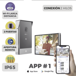 Videoportero IP Conexión a 2 Hilos / Con Monitor Wi-Fi para Interior / Frente de Calle  IP65 Uso En Exterior Debe Tener 