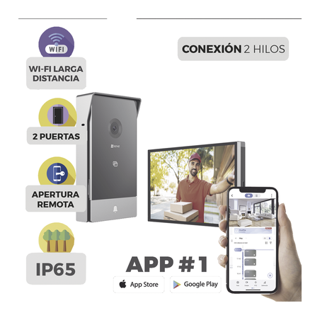 Videoportero IP Conexión a 2 Hilos / Con Monitor Wi-Fi para Interior / Frente de Calle  IP65 Uso En Exterior Debe Tener 
